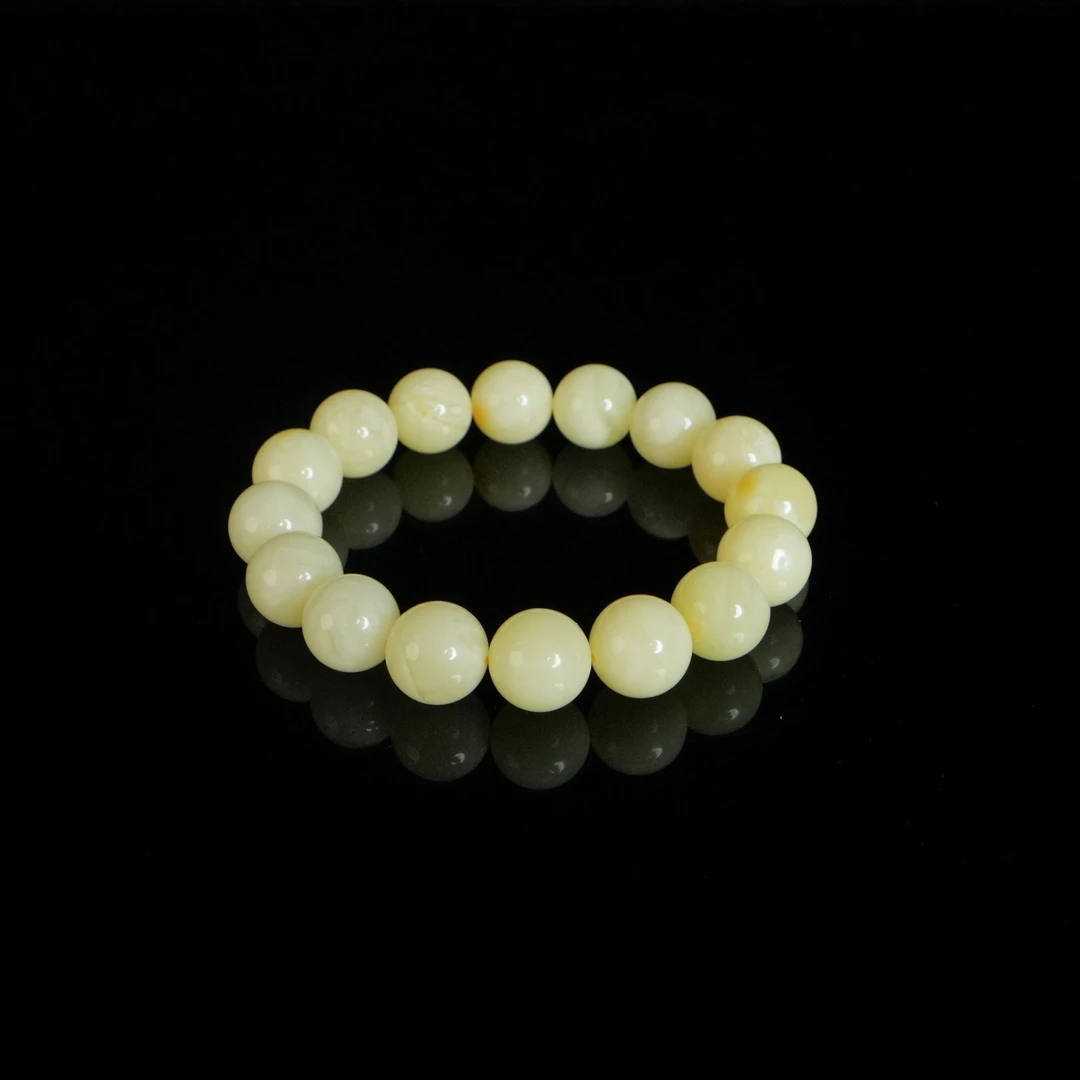 DY-M2004 满蜜奶白蜜蜡圆珠手串 28.41g