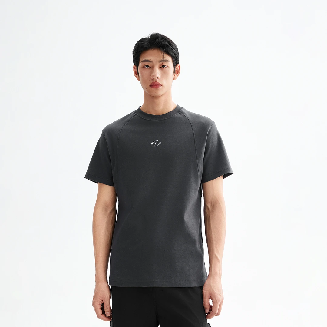 CHINISM赤尘 水洗高弹双面针织短袖T恤2025夏季重磅半袖男士上衣