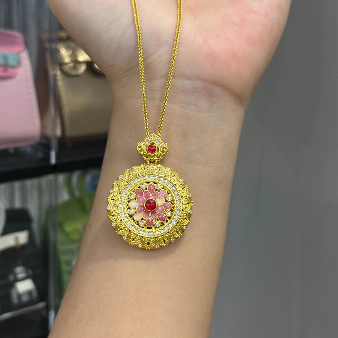 999足金5G工艺黄金炫彩罗盘吊坠