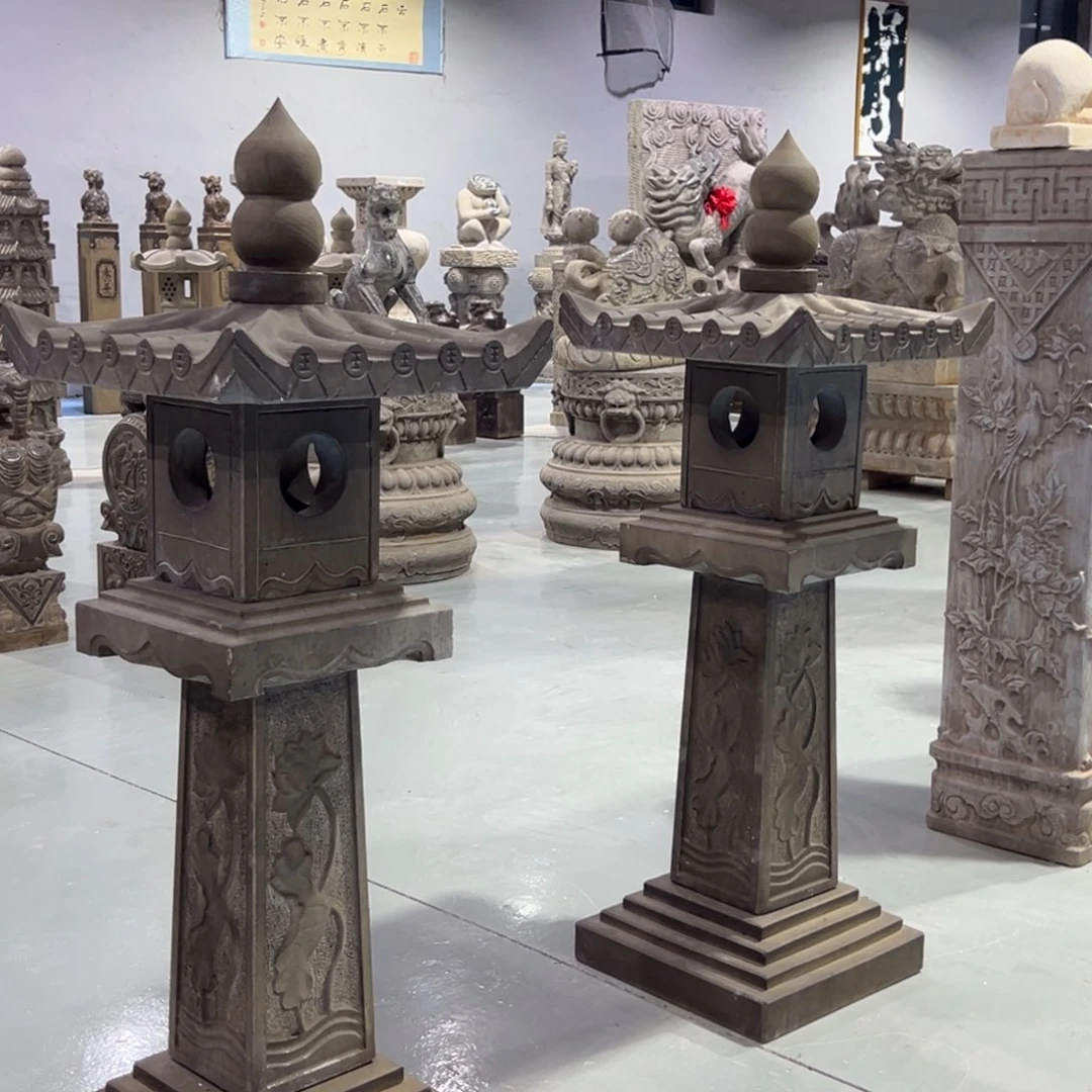 玄***化石灯一对石灯一对