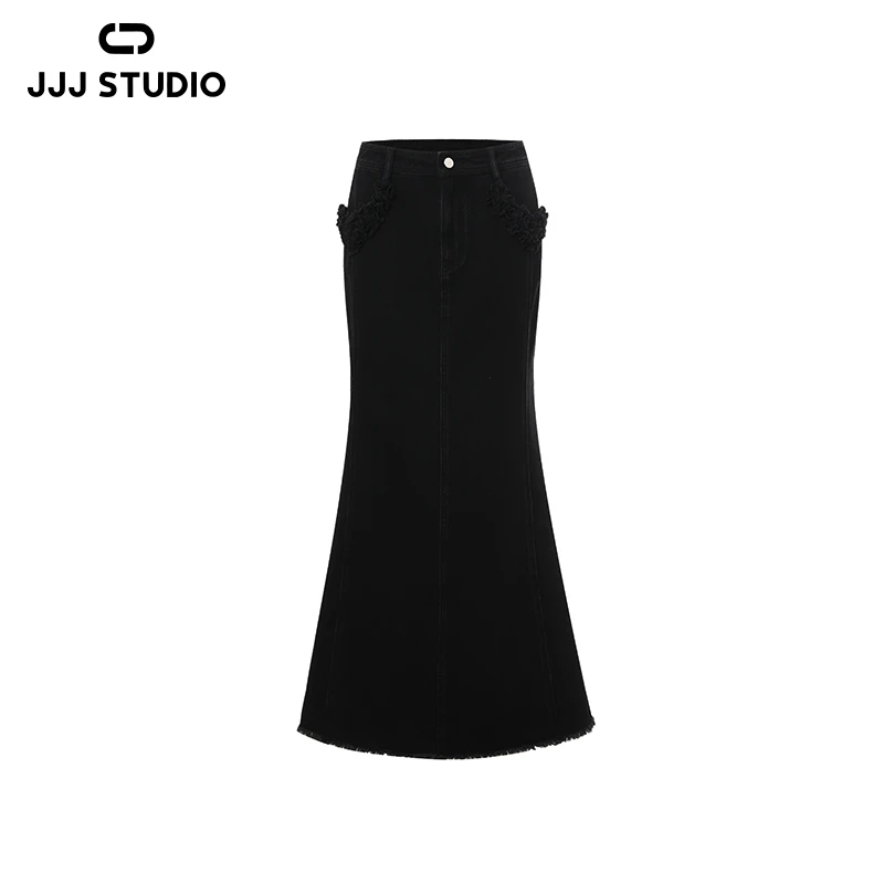 JJJ STUDIO 黑色牛仔半身裙 JUWWS1Q042
