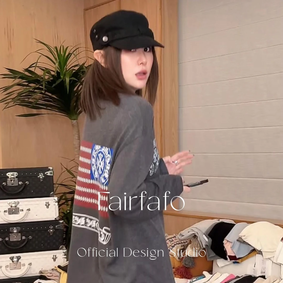 【美式轻薄长袖】CXEL57035早秋新款宽松显瘦慵懒感百搭潮牌T恤