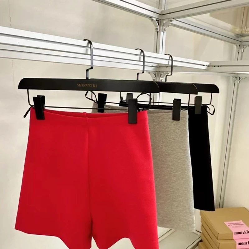 “女团裤”百搭宽松夏季高腰红色韩版显瘦瑜伽女团裤阔腿短裤女士