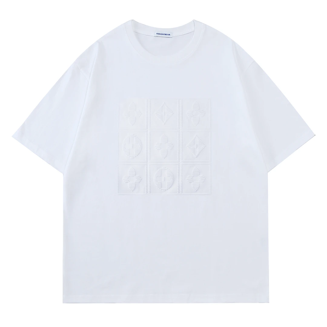 夏季新款钢印短袖T恤男士纯色简约百搭圆领半袖时尚020