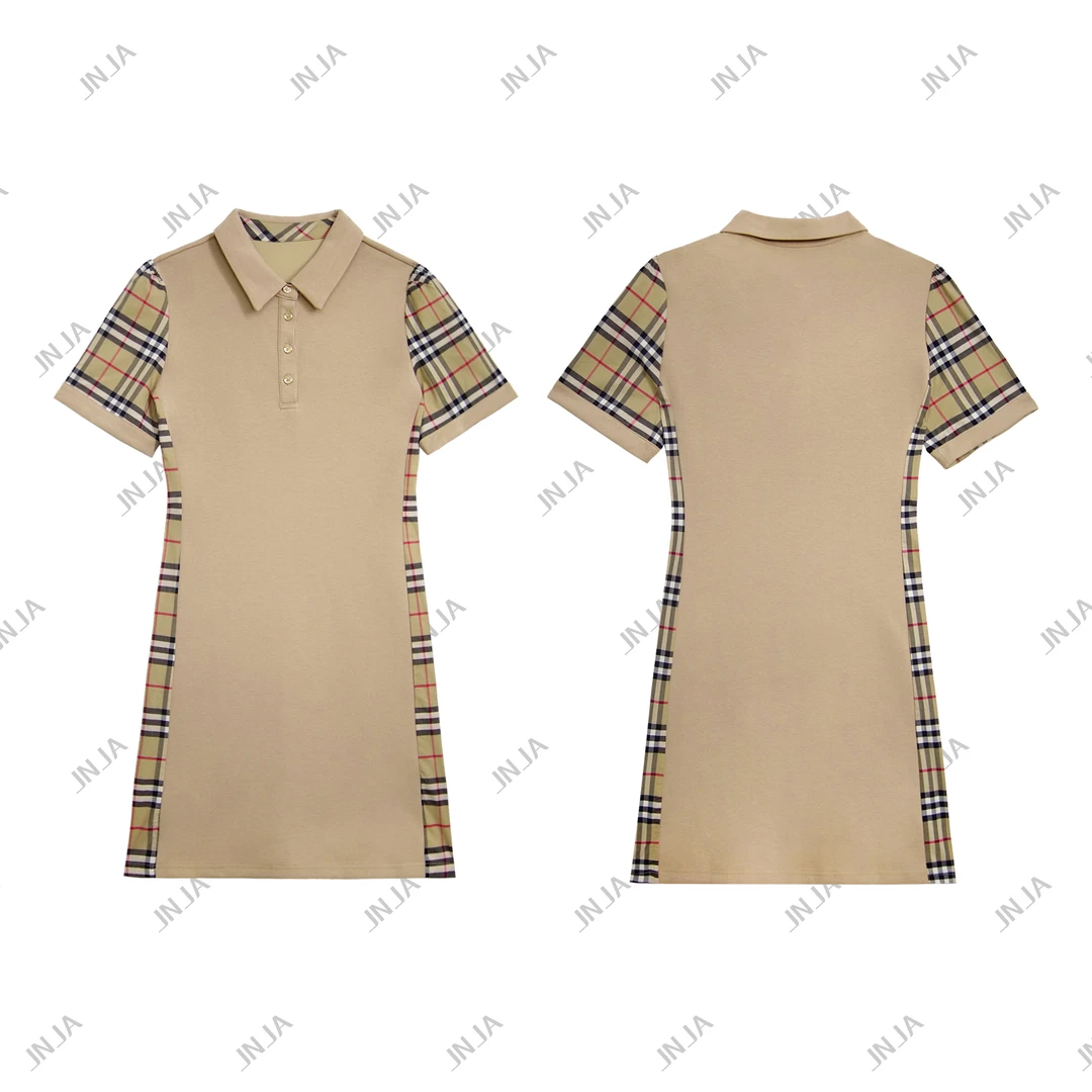 2025休闲时尚女士简约春夏格子连衣裙-8081