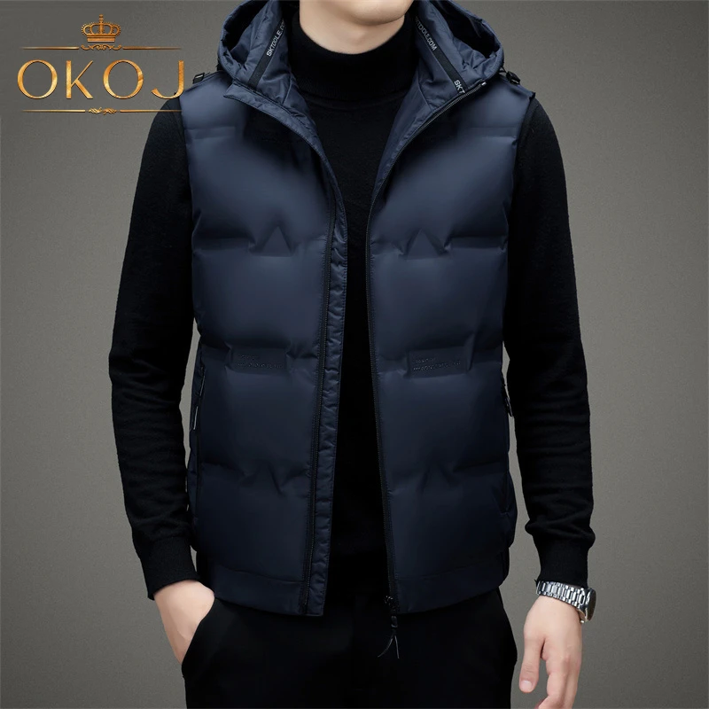 OKOJ羽绒马甲背心男士防风防寒加厚保暖秋冬新款休闲连帽马夹外套