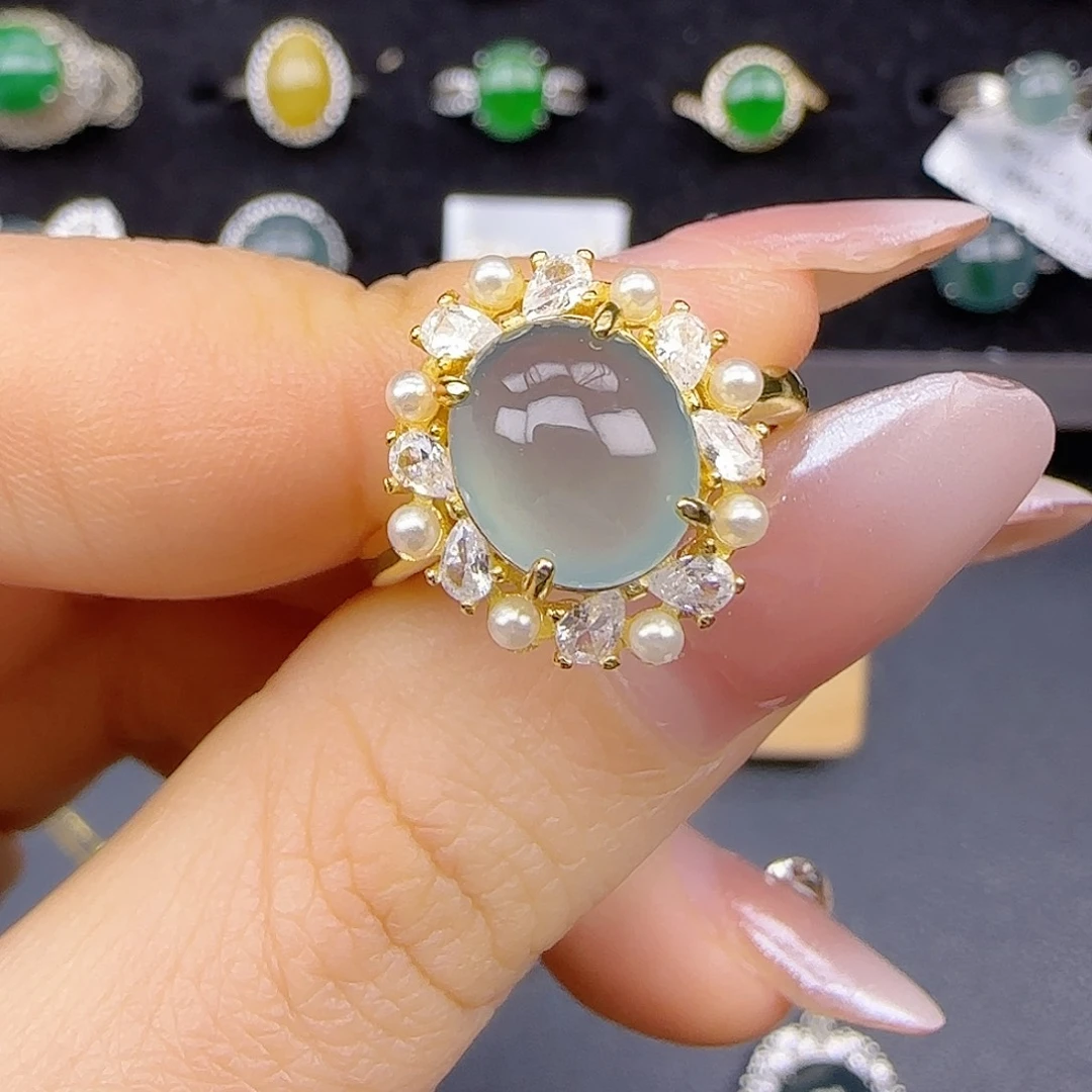 银S925镶嵌戒指翡翠