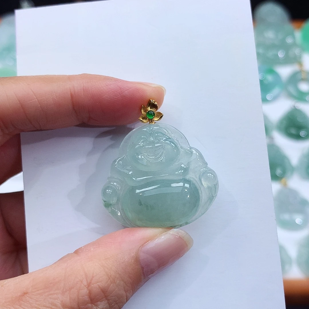 颈饰18K金镶嵌翡翠翡翠吊坠