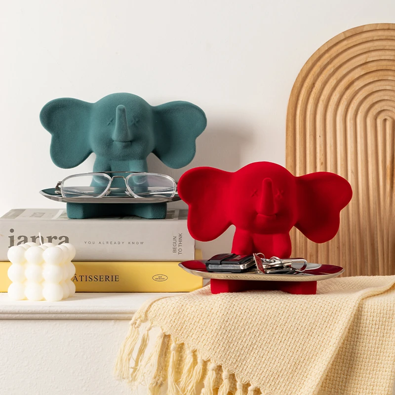 小飞象玄关客厅钥匙小物件收纳托盘摆件现代轻奢家居装创意饰品