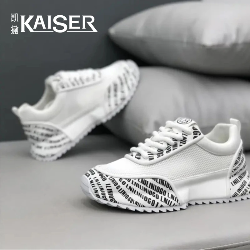 凯撒夏季男鞋透气网面鞋子男款耐磨包底老爹鞋防滑厚底跑步运动鞋