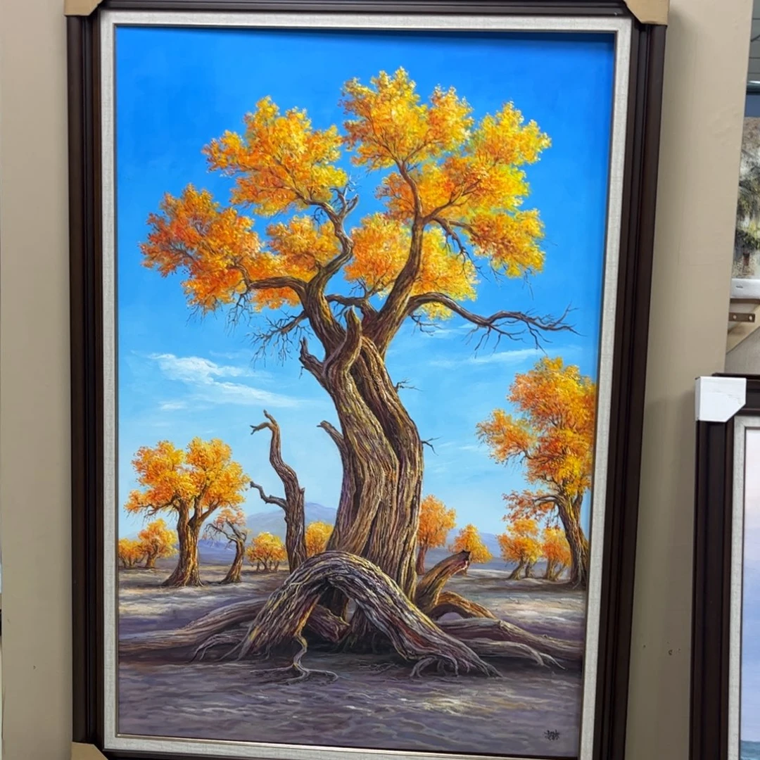 范***义手工手绘精品油画80+120带实木框