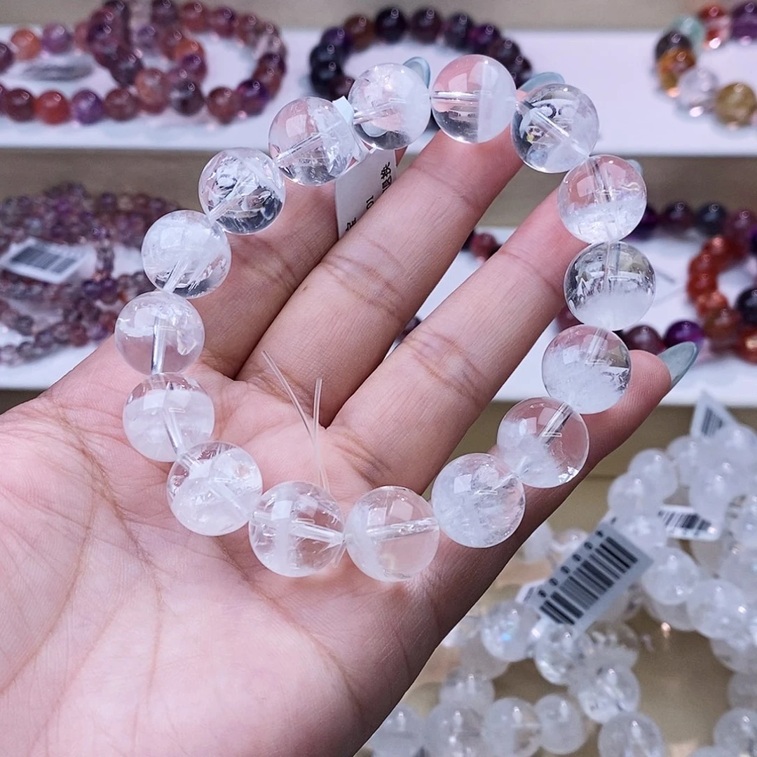 水晶手链未镶嵌彩光白幽灵13+m