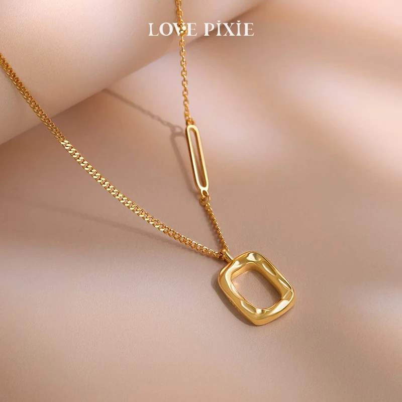 LOVE PIXIE 坠链均925银 艺术框项链法式方形高级感装饰气质颈链