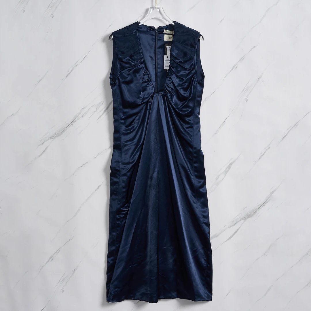 全新未使用/Bottega Veneta女士重工缎面连衣裙BVGU00473