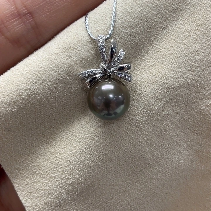 银S925镶嵌颈饰海水珍珠大溪地 9-10mm 46号