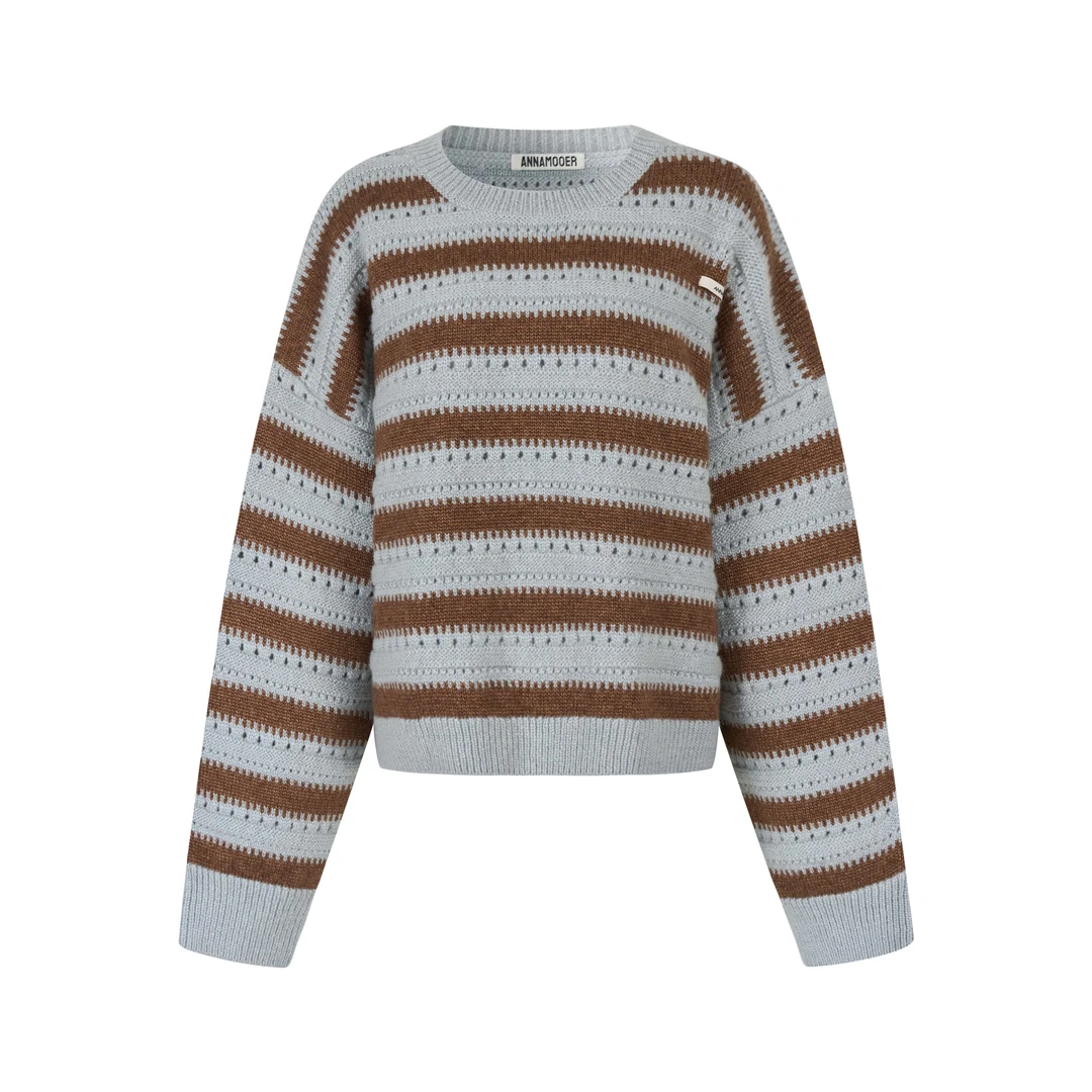 ANNAMOOER 设计师品牌针织条纹毛衣9030M AM81M05