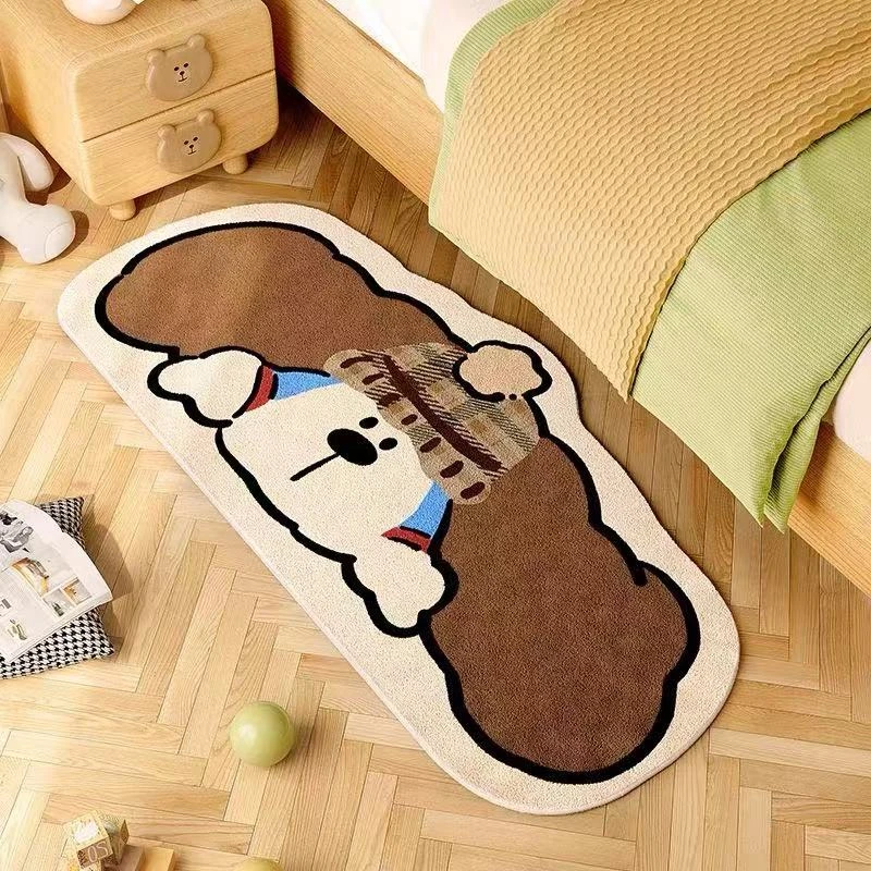 仿羊绒小狗床边地毯卧室儿童房间长条床边毯高级感沙发毯飘窗地垫