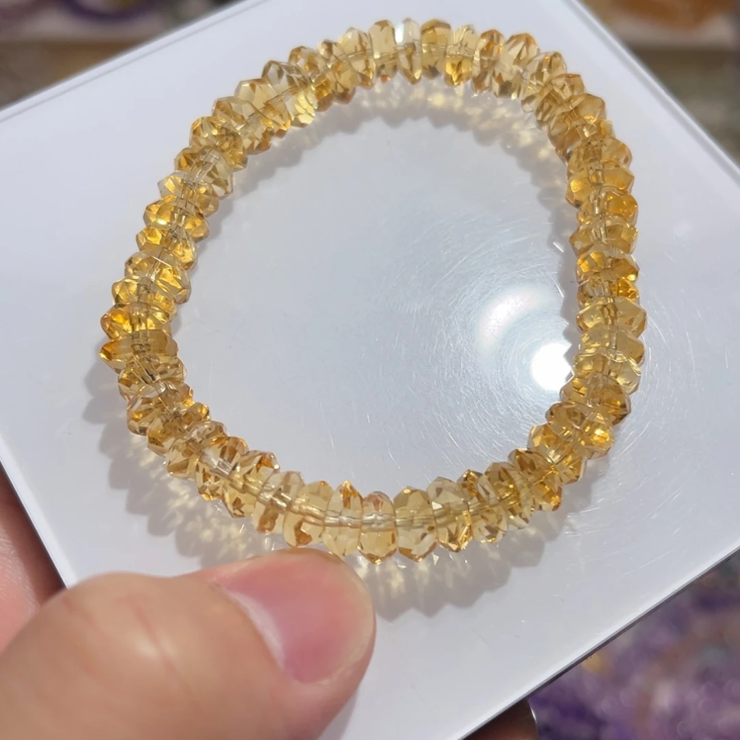 未镶嵌水晶手链约8m+巴西暴力黄水晶烟花切单圈