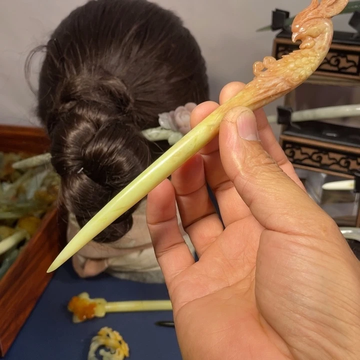 蛇纹石玉未镶嵌发饰用****3