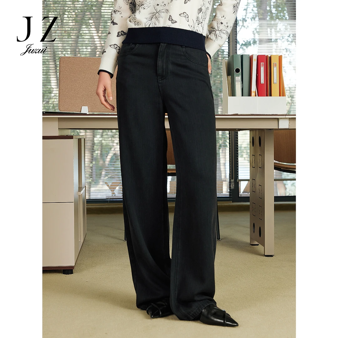 【尚雅专属】JUZUI玖姿JWFC12130商场同款100%莱赛尔直筒牛仔裤女