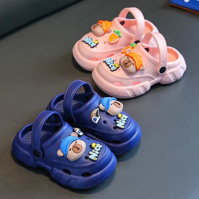 男童洞洞鞋儿童包头拖鞋女孩1-3岁学步鞋可爱卡通防滑6岁女童宝宝