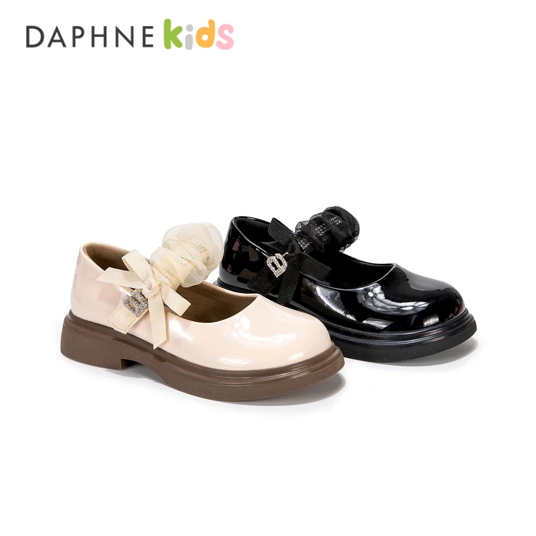 达芙妮Daphne儿童2025年秋季新款儿童黑色软底小皮鞋