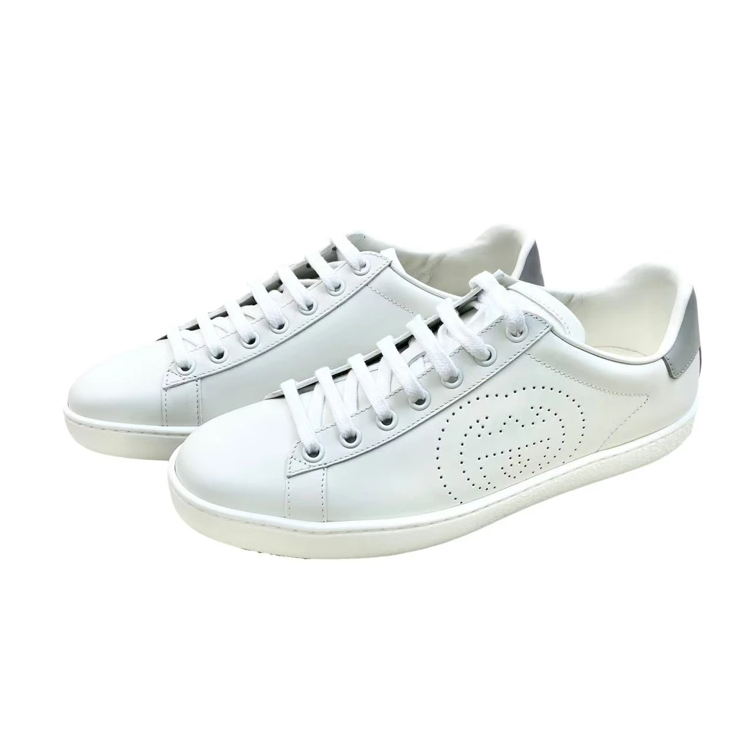 未使用 GUCCI/古驰  fj002 互扣式双G小白鞋 37.5码 鞋盒 防尘袋