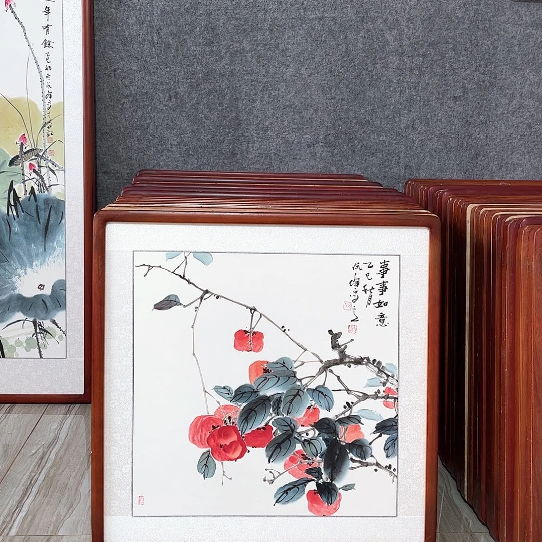 国画书画作品带框63×63