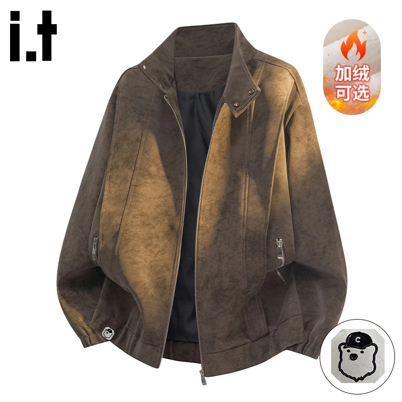 i.t:CHOCOOLATE加绒长袖夹克男士秋冬新款高级感潮牌宽松百搭外套