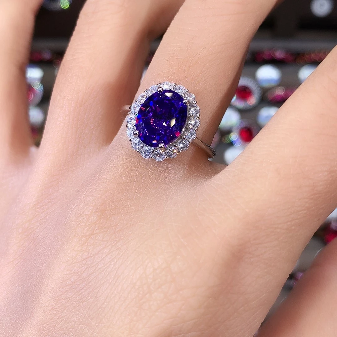 银S925镶嵌戒指碧玺白810