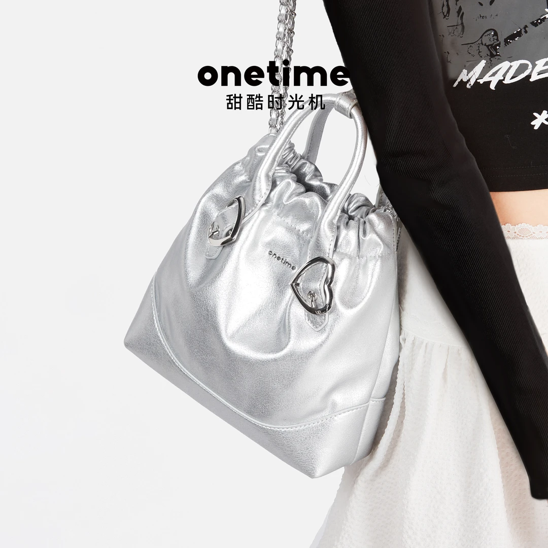 onetime爱心针扣包2025春夏出游链条包托特单肩包生日送女友礼物