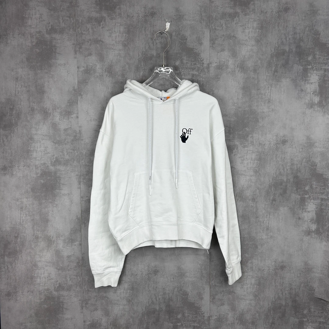 120 off-white 黑渐变箭头款连帽卫衣 S码 9新 XT888465 领绳起球