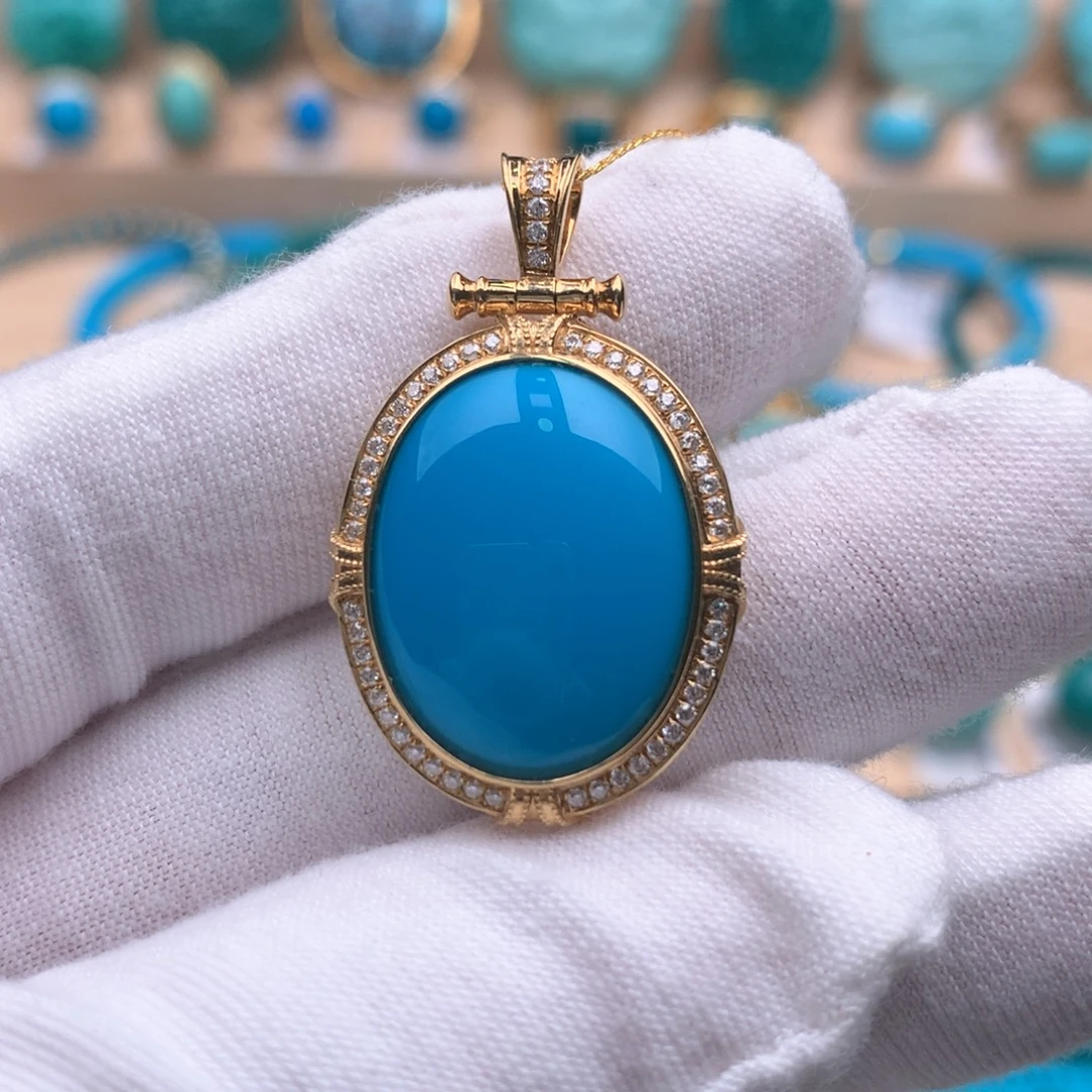 18K金镶嵌绿松石珠宝奇石