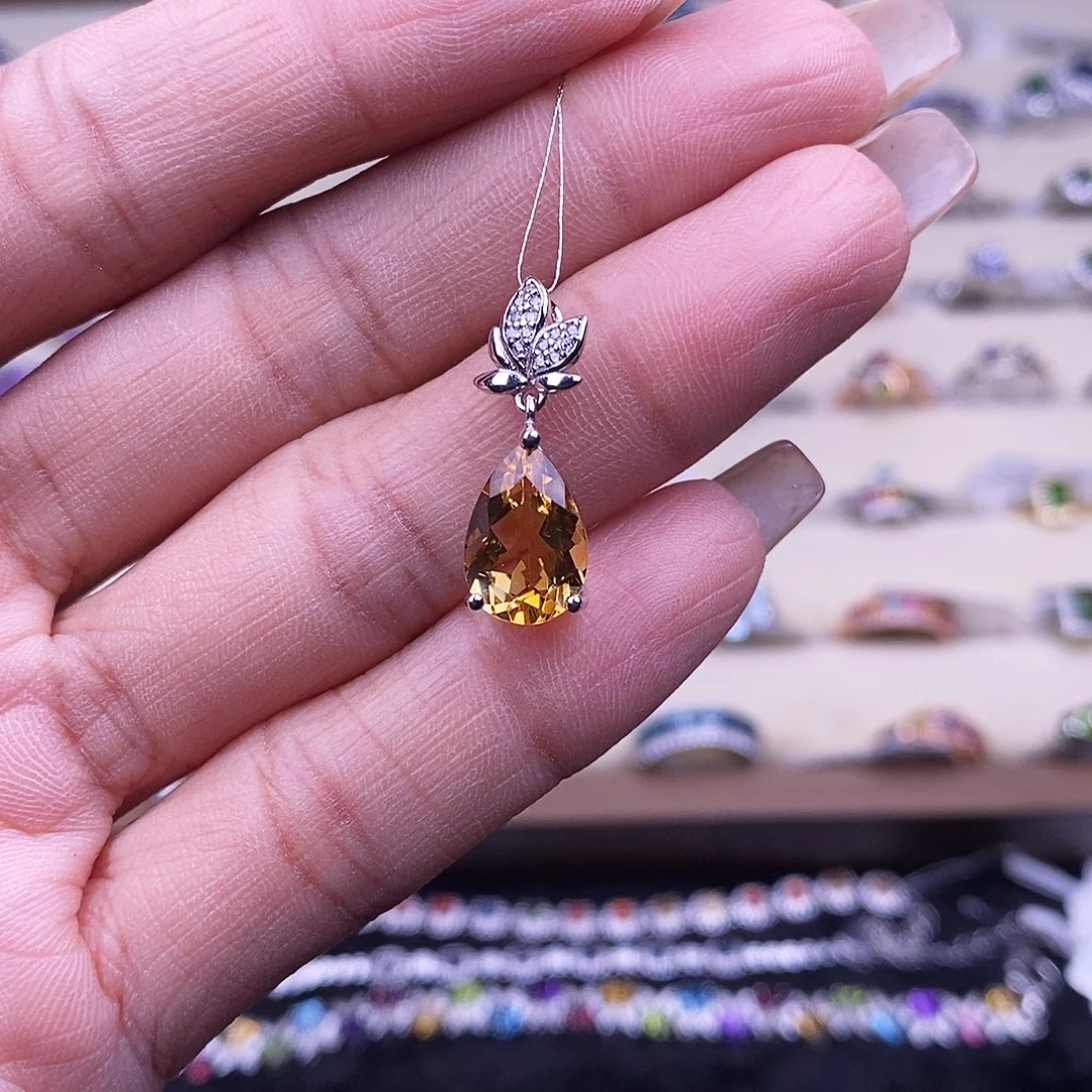 吊坠(不含链)银S925镶嵌黄晶