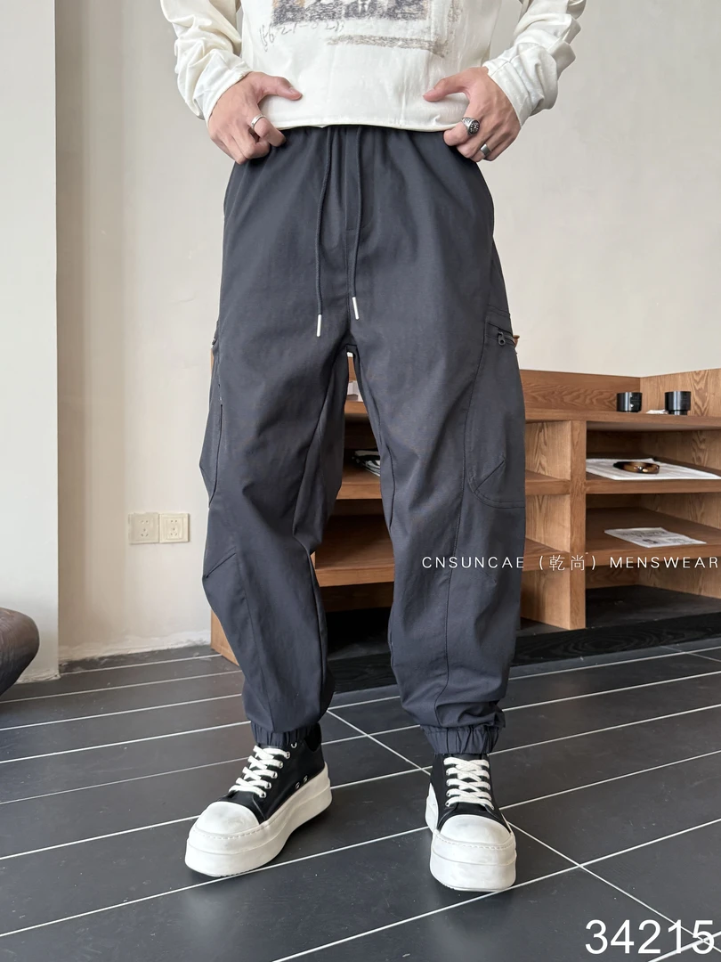 潮早秋款简约时尚百搭休闲裤男士长裤ins宽松束脚日系裤子34215