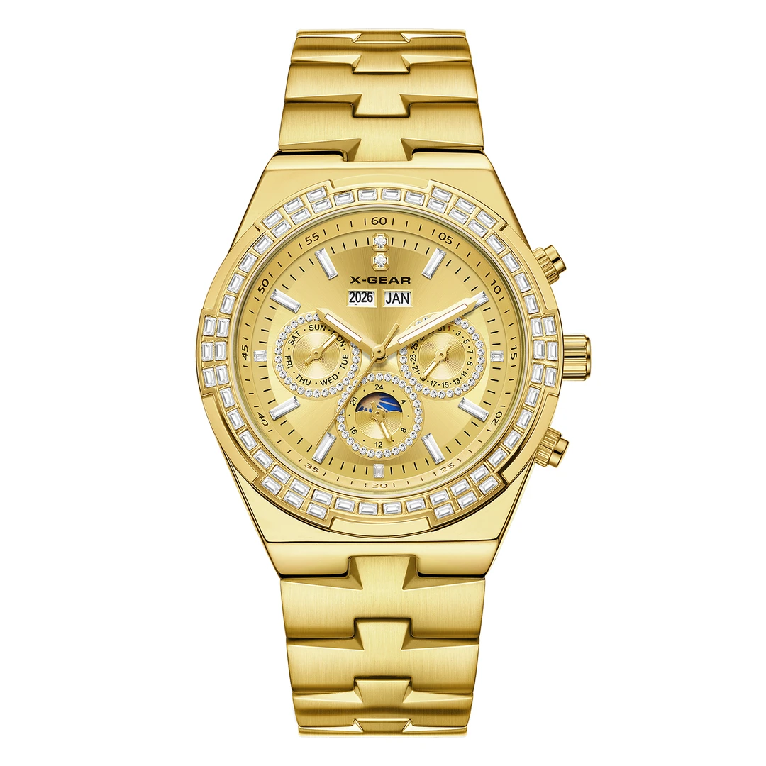X-GEAR真金真钻纵横四海满盘冰糖钻万年历全自动机械腕表86119