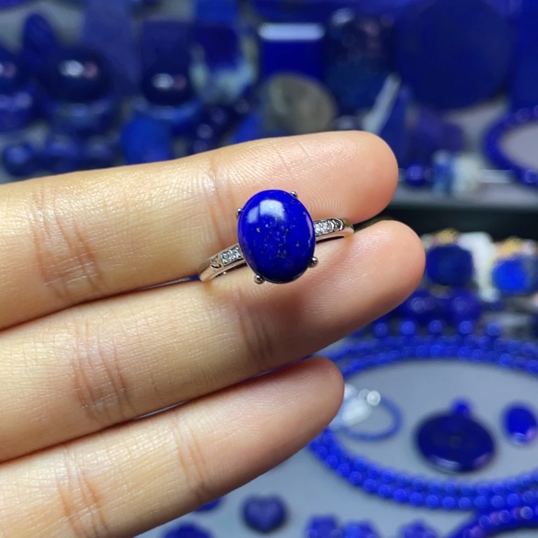 青金石银S925镶嵌戒指（可调节）