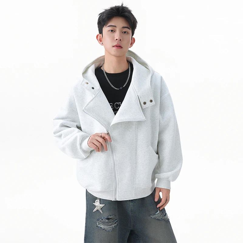 MTVO秋季短款休闲百搭机车开衫卫衣外套韩系百搭宽松款卫衣情侣款