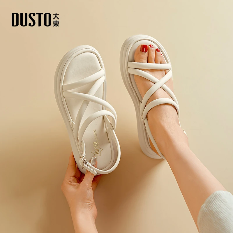 大东休闲绑带凉鞋2025新款夏季百搭时尚舒适女鞋软底轻便鞋子0215