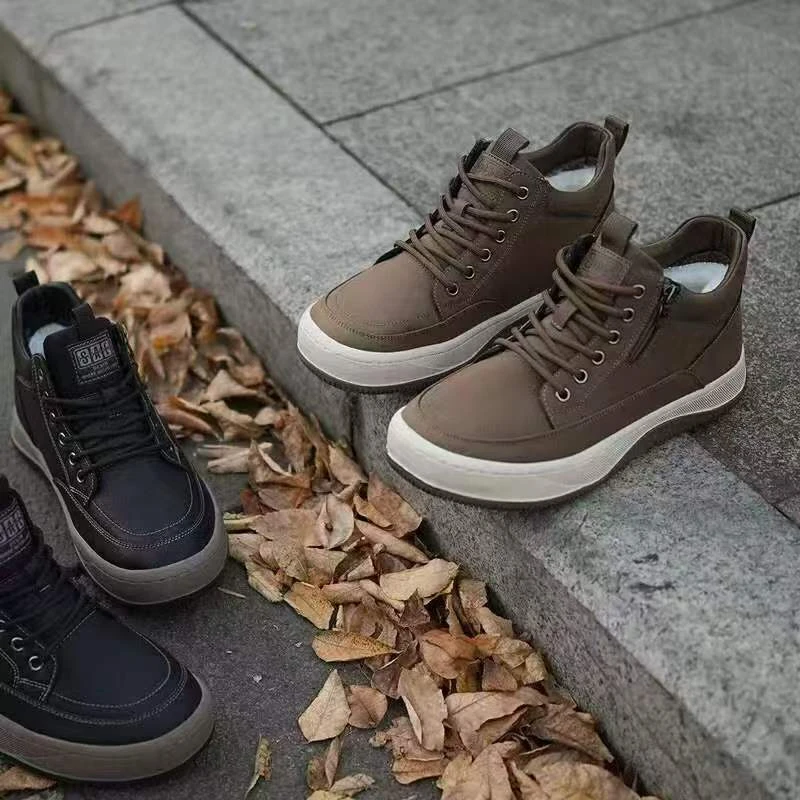 工装风平跟纯色冬季高帮休闲鞋3309-6
