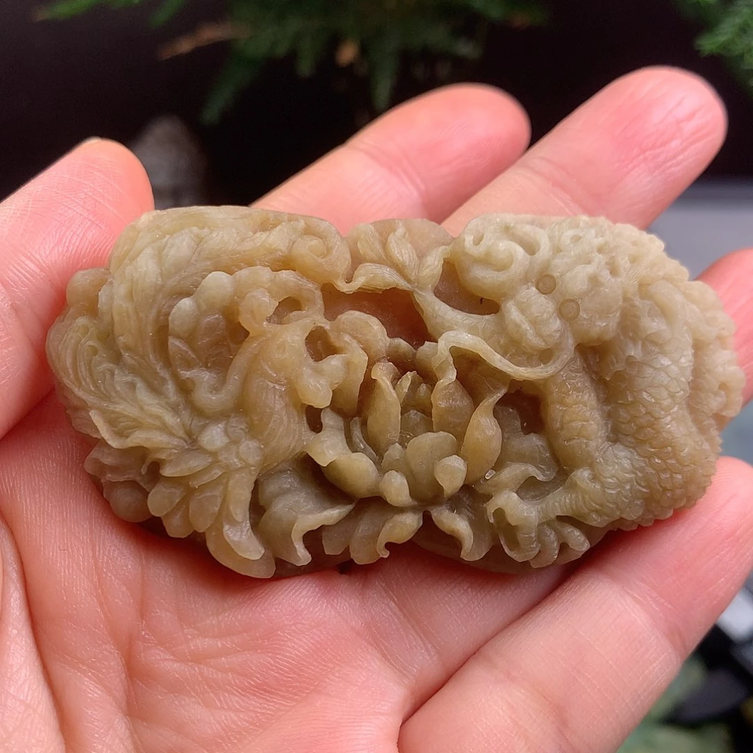 定制翡翠未镶嵌龙凤呈祥