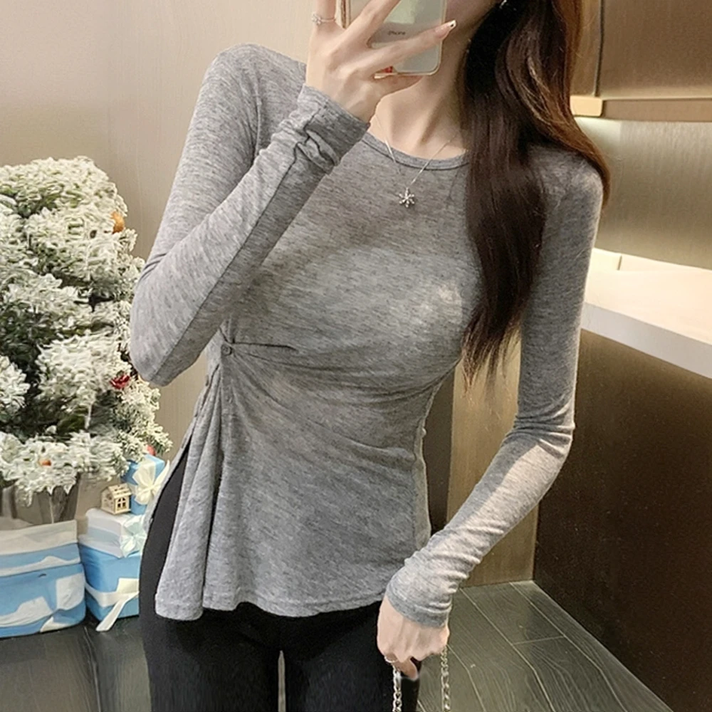 锡特帕第纯欲薄款防晒罩衫长袖t恤女夏季新款早春不规则修身上衣