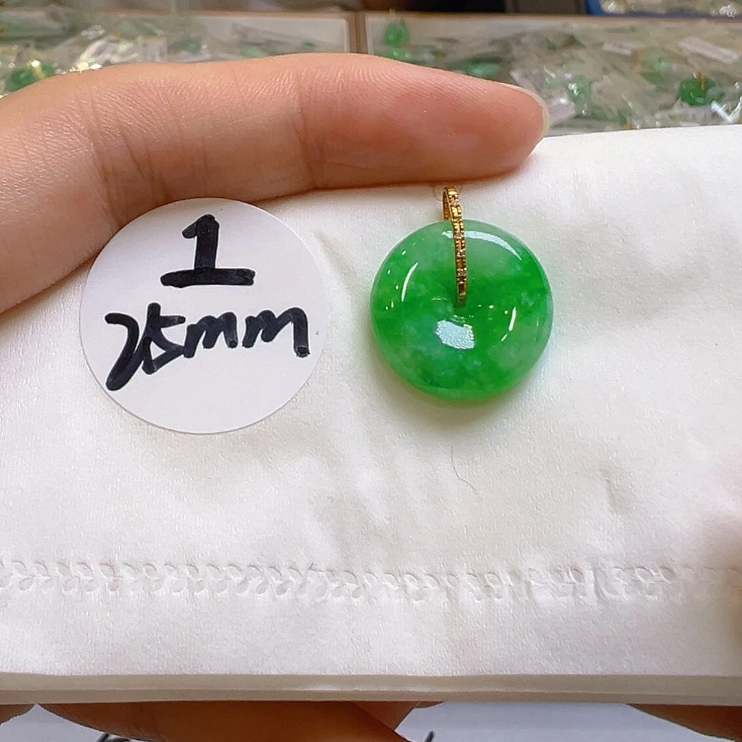 翡翠18K金镶嵌吊坠(不含链)翡翠