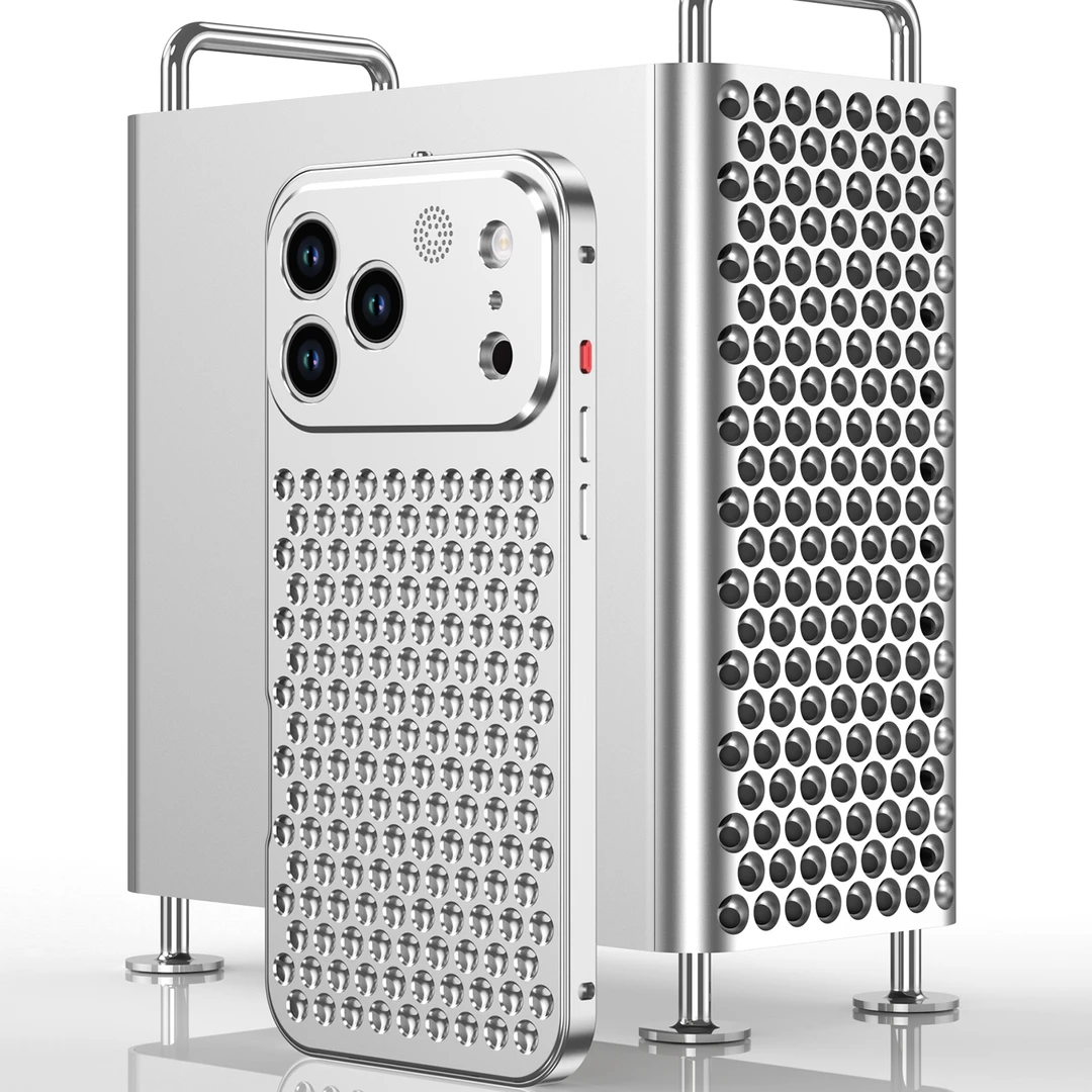 适用IPhone苹果17ProMax弹扣手机壳金属防摔蜂窝孔散热个性硬壳潮