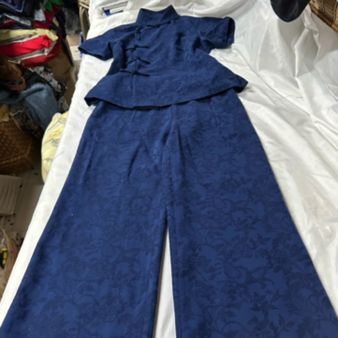 夏季新款修腰显瘦新中式女套装复古气质温婉