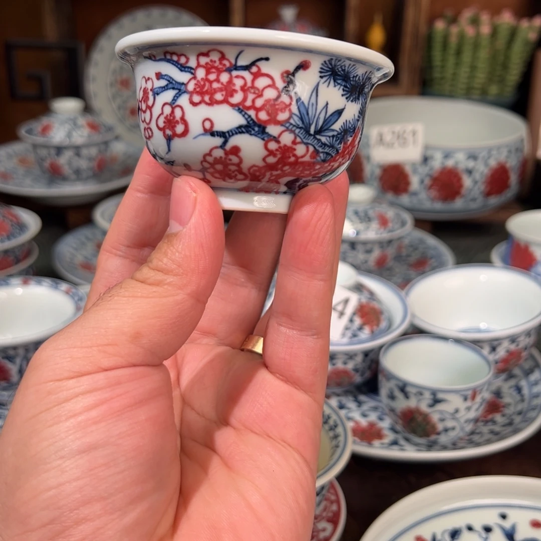 景德镇高温原矿釉里红手绘