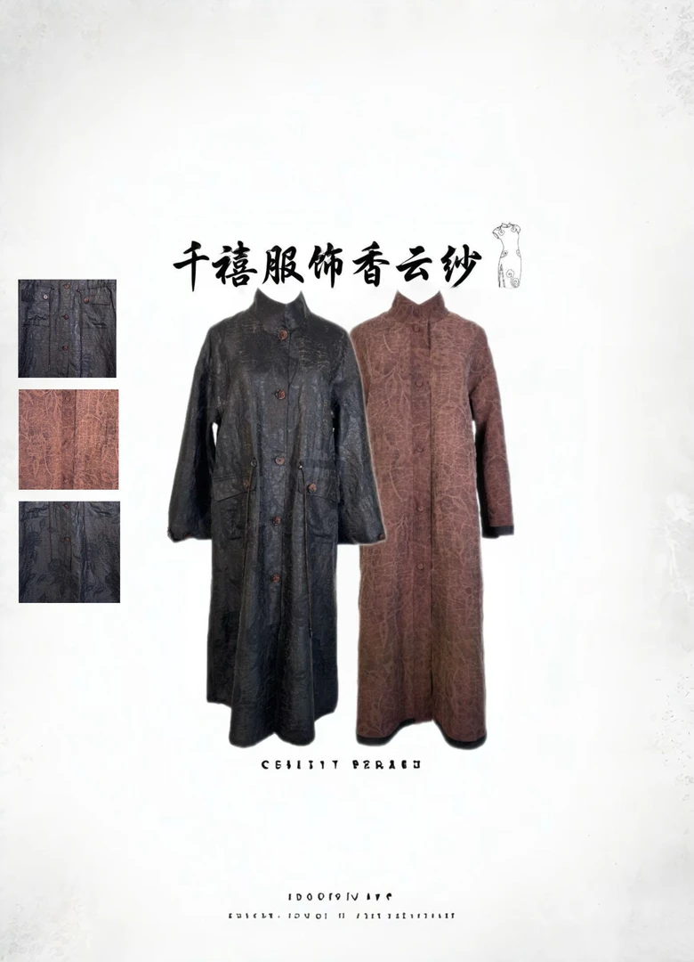 【千禧专属】2659简约大气古法原龟老龟提花桑蚕丝香云纱开衫风衣