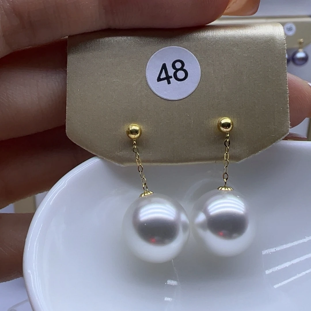 18K金镶嵌淡水珍珠耳饰