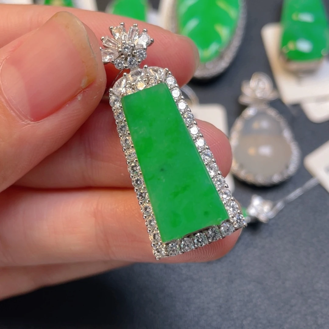 翡翠银S925镶嵌吊坠(不含链)