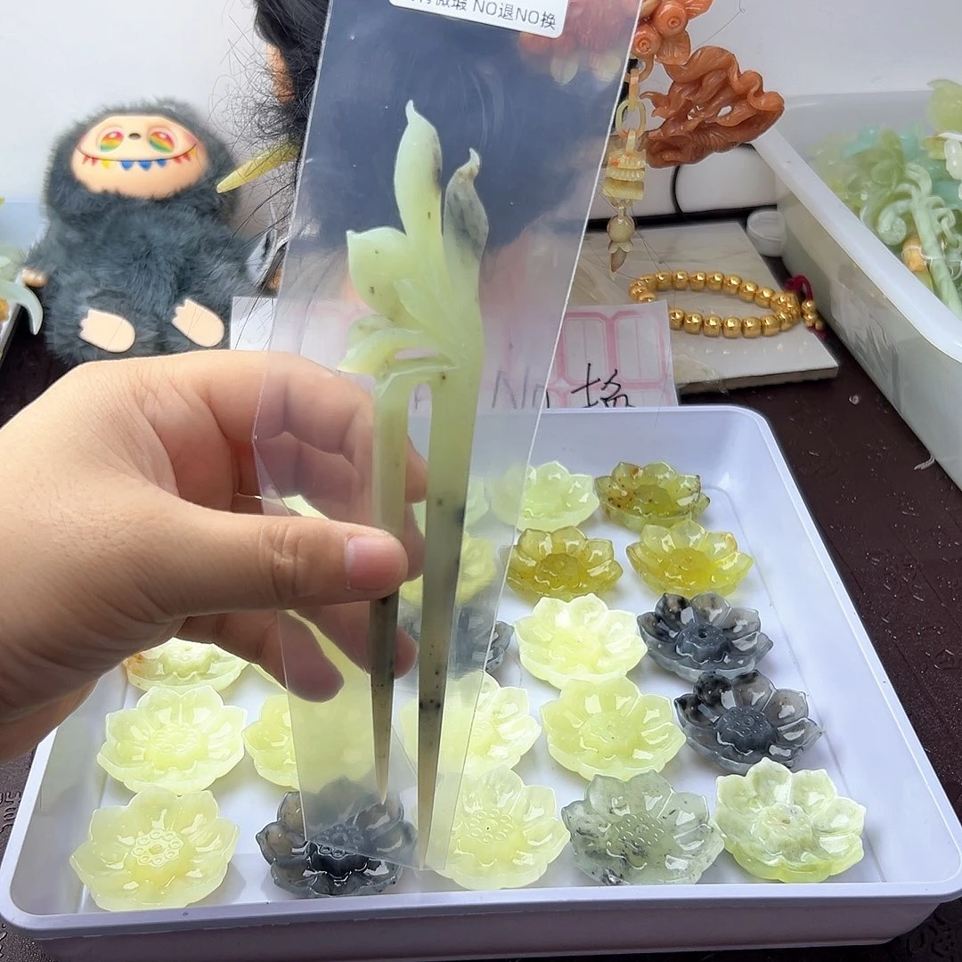 合金蛇纹石玉发饰小*